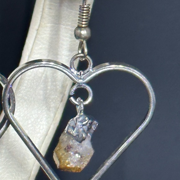 Heart Shaped Citrine Point Earrings - Picture 15 of 16